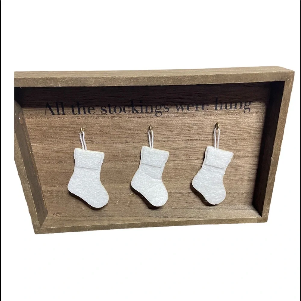 Target bullseye holiday seasonal christmas wooden stocking shadowbox new